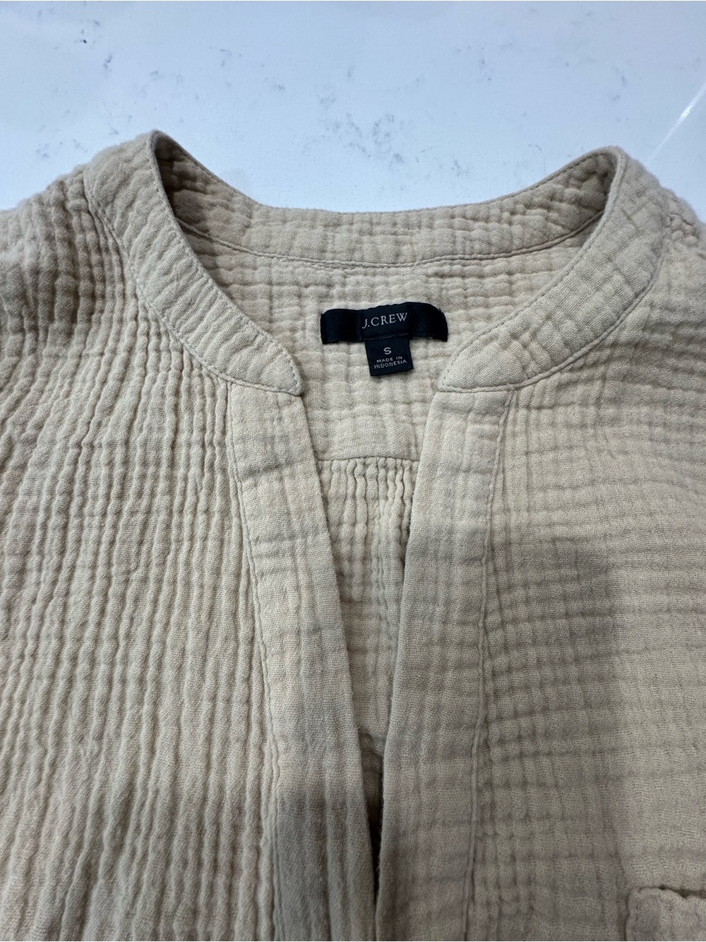 J. Crew gauze notch collar blouse in Light Beige
